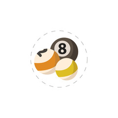 Billiard balls colored flat vecor icon