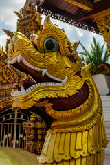Fototapeta na wymiar Dragon statue outside temple in Thailand