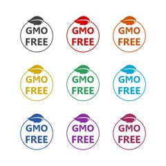 GMO Free color icon logo set isolated on white background