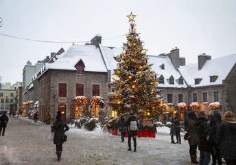 Rue du Petit-Champlain at 21 December, 2016 in Quebec City, Quebec, Canada. Historic District of...