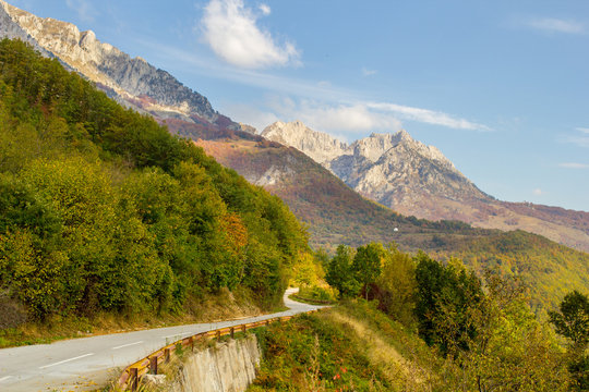 Road in the mountains, autumn in Montenegro