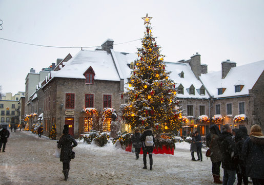 Rue du Petit-Champlain at 21 December, 2016 in Quebec City, Quebec, Canada. Historic District of Quebec City.