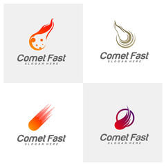 Set of Comet Logo Vector, Comet Logo Design Template, Icon Symbol, Illustration