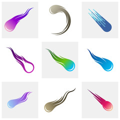 Set of Comet Logo Vector, Comet Logo Design Template, Icon Symbol, Illustration © shuttersport