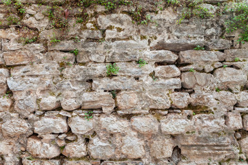 old stone wall of stones, Perast, Montenegro