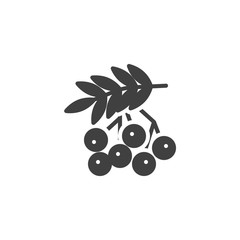Rowan berries vector icon. Forest berry filled flat sign for mobile concept and web design. Rowan branch glyph icon. Thanksgiving symbol, logo illustration. Vector graphics