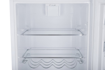 Fototapeta premium Refrigerator Isolated on White Background. Modern Kitchen and Domestic Major Appliances
