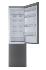 Refrigerator Isolated on White Background. Modern Kitchen and Domestic Major Appliances