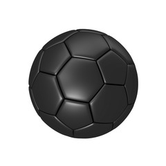 Black leather soccer ball with classic design isolated center on white background with clipping path. highly detailed resolution for creative concept & spot,website,banner, promote, product 3d render