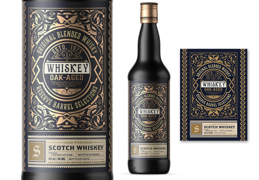 Vintage Whiskey Label Packaging Layout&nbsp;