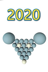 3d illustration of 2020 New Year chrisrmas calendar with rat image