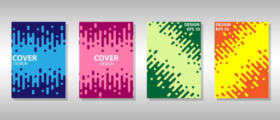 Covers with flat geometric pattern. Modern colorful backgrounds. Eps 10 vector template.