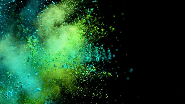 Super Slow Motion Shot of Color Powder Explosion Isolated on Black Background at 1000fps