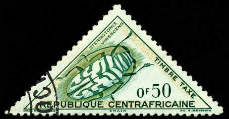 Postage stamp. Sternotomis rirescens.