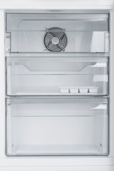 Refrigerator Isolated on White Background. Modern Kitchen and Domestic Major Appliances