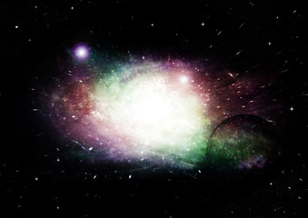 Stars, dust and gas nebula in a far galaxy