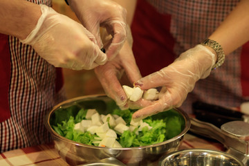 chef preparing salad
