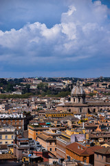 Aerial view of a colorful city