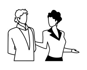 business couple faceless on white background