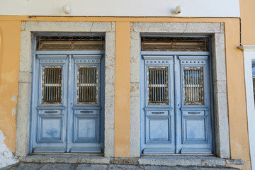 Fototapeta na wymiar Doors of a House in Symi Island, Greece