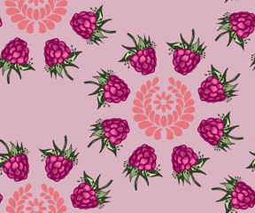 Seamless pattern with berry. Hand drawing decorative background. Vector pattern. Print for textile, cloth, wallpaper, scrapbooking