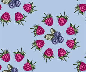 Seamless pattern with berry. Hand drawing decorative background. Vector pattern. Print for textile, cloth, wallpaper, scrapbooking