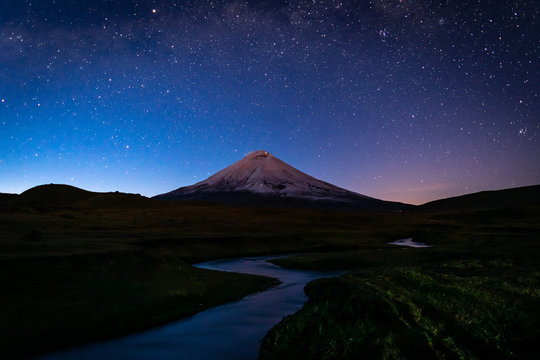Cotopaxi volcano in the night