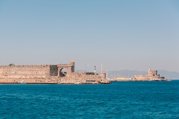 Fototapeta premium View on the port seaside on Rhodes island at sun day light