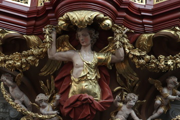 Haarlem, the Netherlands - october 6th 2018:detail of organ at Sint-Bavokerk