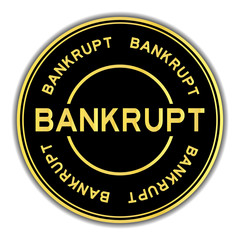 Fototapeta premium Gold color bankrupt word round sticker on white background