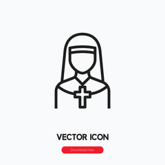 Obraz premium nun icon vector. Linear style sign for mobile concept and web design. nun symbol illustration. Pixel vector graphics - Vector. 