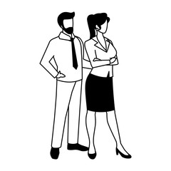 business couple standing on white background