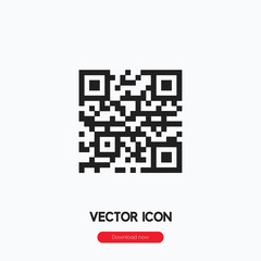 QR code icon vector. Linear style sign for mobile concept and web design. Bar code symbol illustration. Pixel vector graphics - Vector.