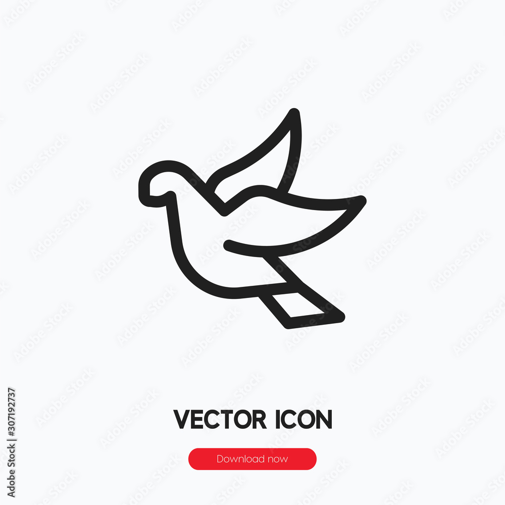 Poster Dove icon vector. Linear style sign for mobile concept and web design. Dove symbol illustration. Pixel vector graphics - Vector.