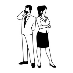 business couple standing on white background