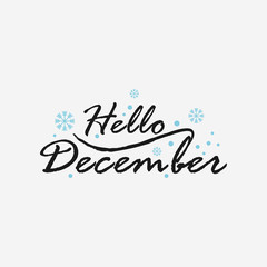 Fototapeta na wymiar Hello December vector lettering illustration