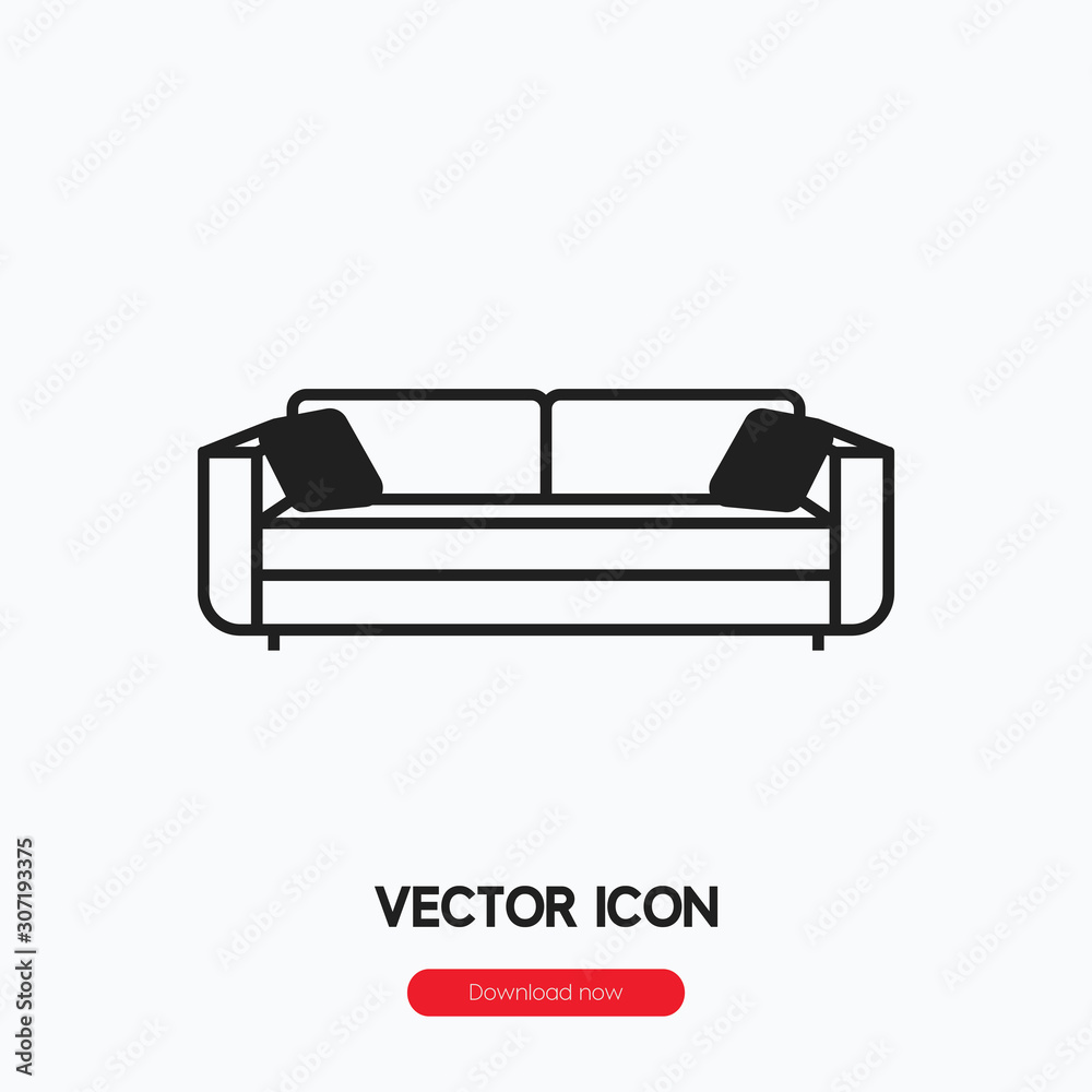 Poster sofa icon vector. linear style sign for mobile concept and web design. sofa symbol illustration. pix