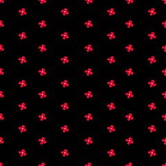 Background pattern of many different small flowers and plants on a dark background. Seamless vector illustration. Design print for textiles