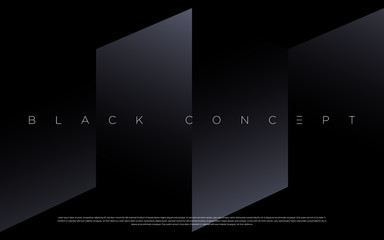 Minimalist black premium abstract background with luxury dark geometric elements. Exclusive wallpaper design for poster, brochure, presentation, website etc. - Vector EPS
