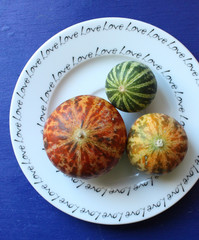 three melon on a plate