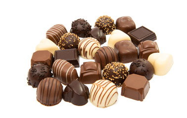 Belgian chocolate candies isolated