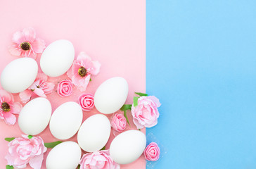 Easter eggs and flowers. 