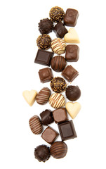 Belgian chocolate candies isolated