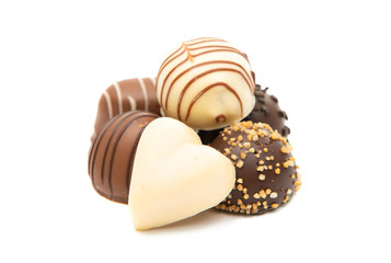 Belgian chocolate candies isolated