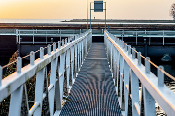 view of the bridge at sunset