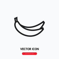 Banana icon vector. Linear style sign for mobile concept and web design. Banana symbol illustration. Pixel vector graphics - Vector.	