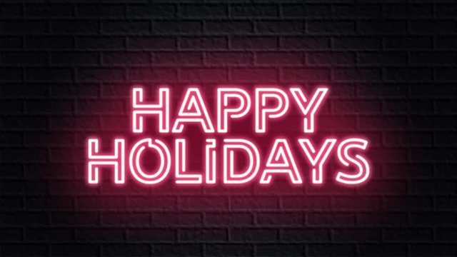red neon video animation happy holidays