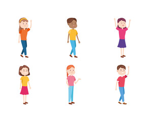 cartoon teenagers icon set, flat design