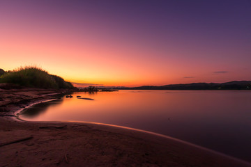 Beautiful views of the Mekong River at evening sunset in Loei province,Thailand