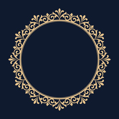 Decorative frame Elegant vector element for design in Eastern style, place for text. Floral golden border. Lace illustration for invitations and greeting cards.